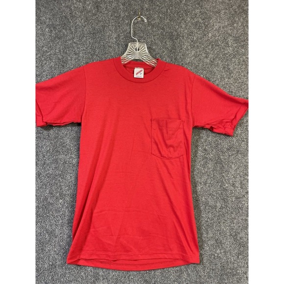 Jerzees Other - Vintage 90s Jerzees Men's Red Blank Small Pocket T-Shirt  Single Stitch Made/USA